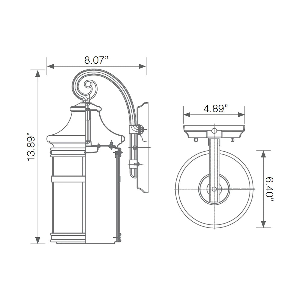 Residential LED Outdoor Wall Lantern Non-Dimmable  -  EOL-WL17BRZ-1030e