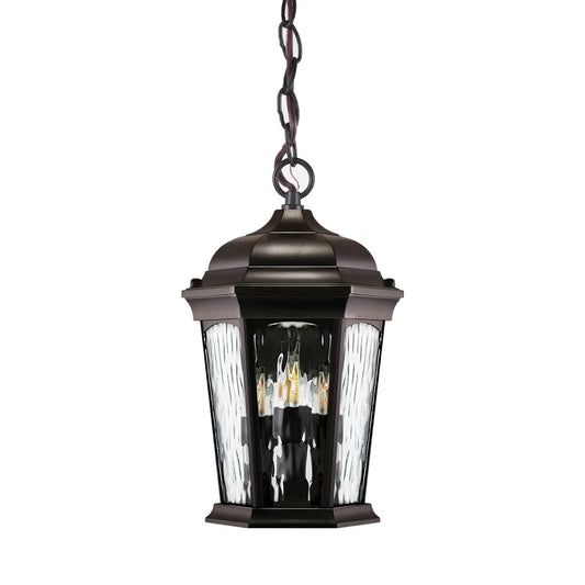 LED Flickering Flame Hanging Lantern w/Dual Security Light (Bronze)  -  EHL-130W-MD