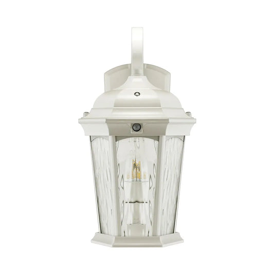 LED Flickering Flame Lantern w/Dual Security Light (White)  -  EFL-140W-MD