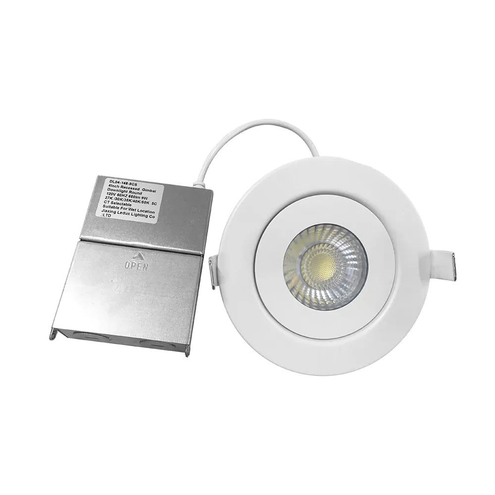 4” Gimbal Downlight with Junction Box 5 Color Selectable Dimmable - Euri