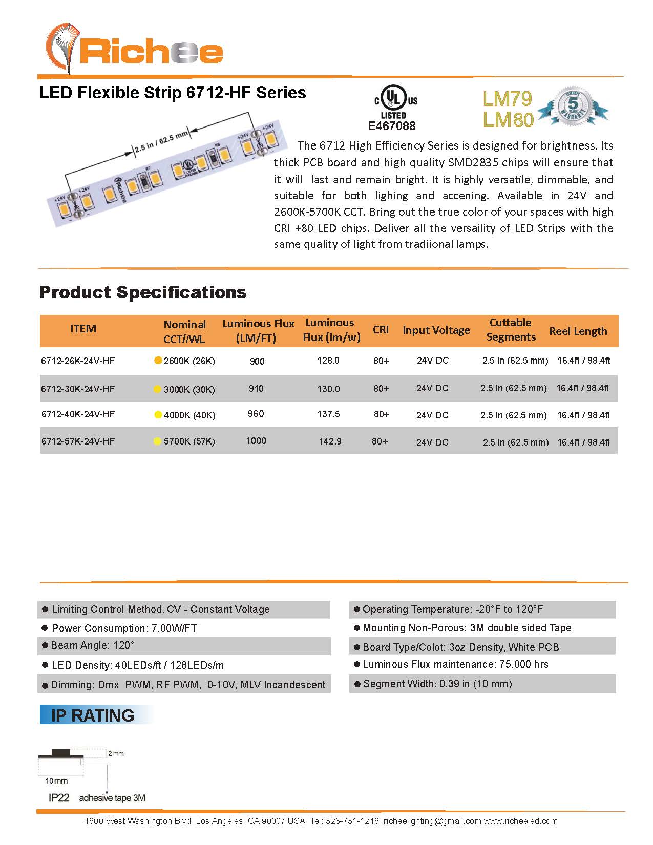 Super High Light 7W,1000LM/FT