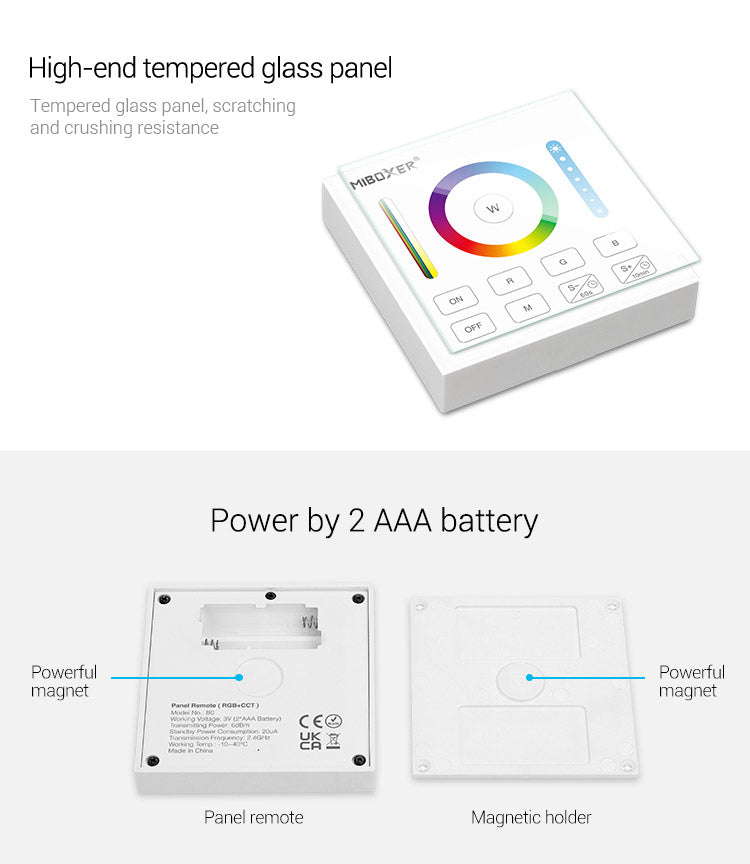 Wall Mount 1 Zone RGB/W/CCT Color Wheel Wireless Panel