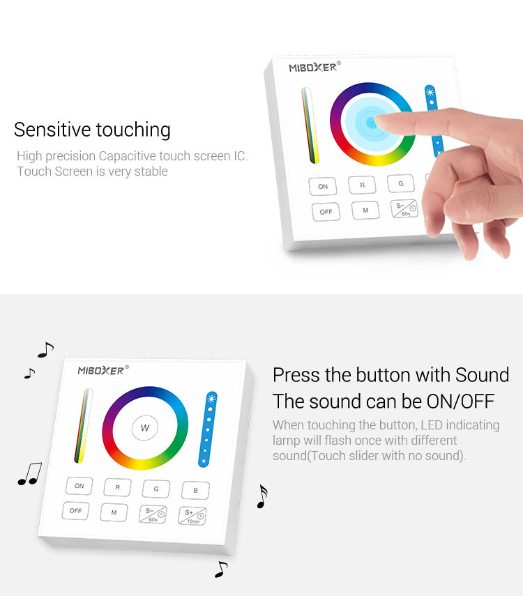 Wall Mount 1 Zone RGB/W/CCT Color Wheel Wireless Panel