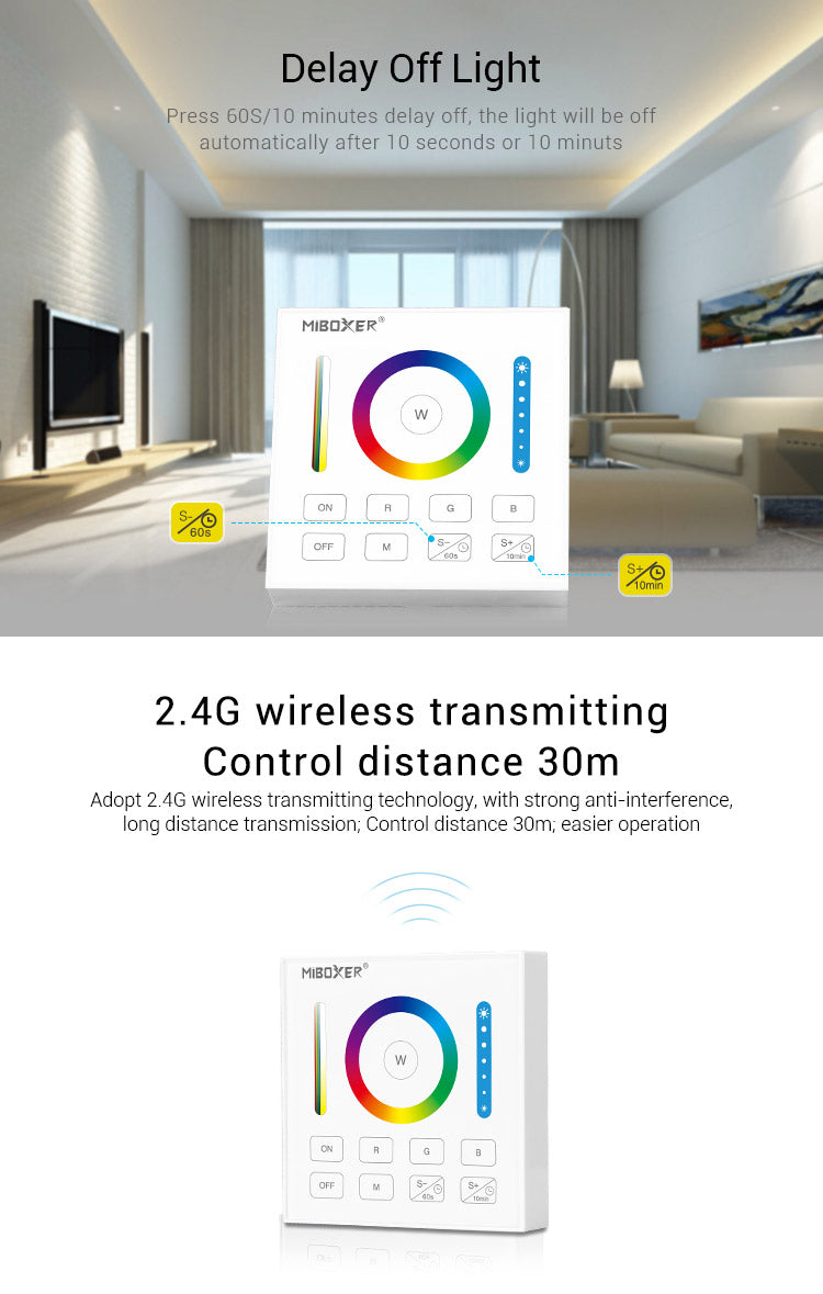 Wall Mount 1 Zone RGB/W/CCT Color Wheel Wireless Panel