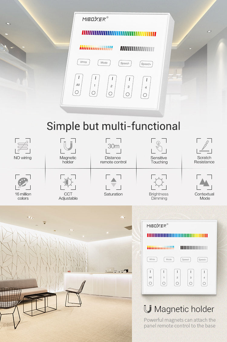 4 Zone Mi Light Wall Mount Rgb/Cct