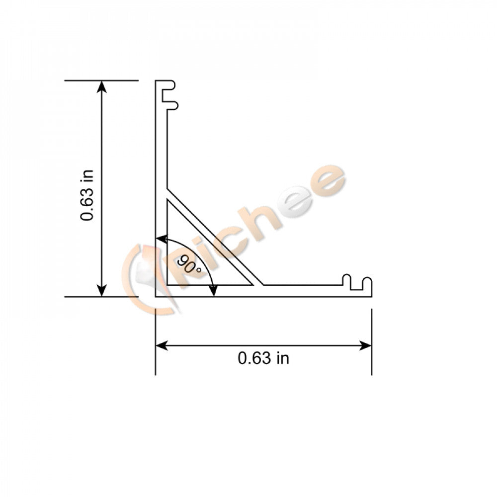 5/8" FULL COVER ANGLED LED ALUMINUM CHANNEL