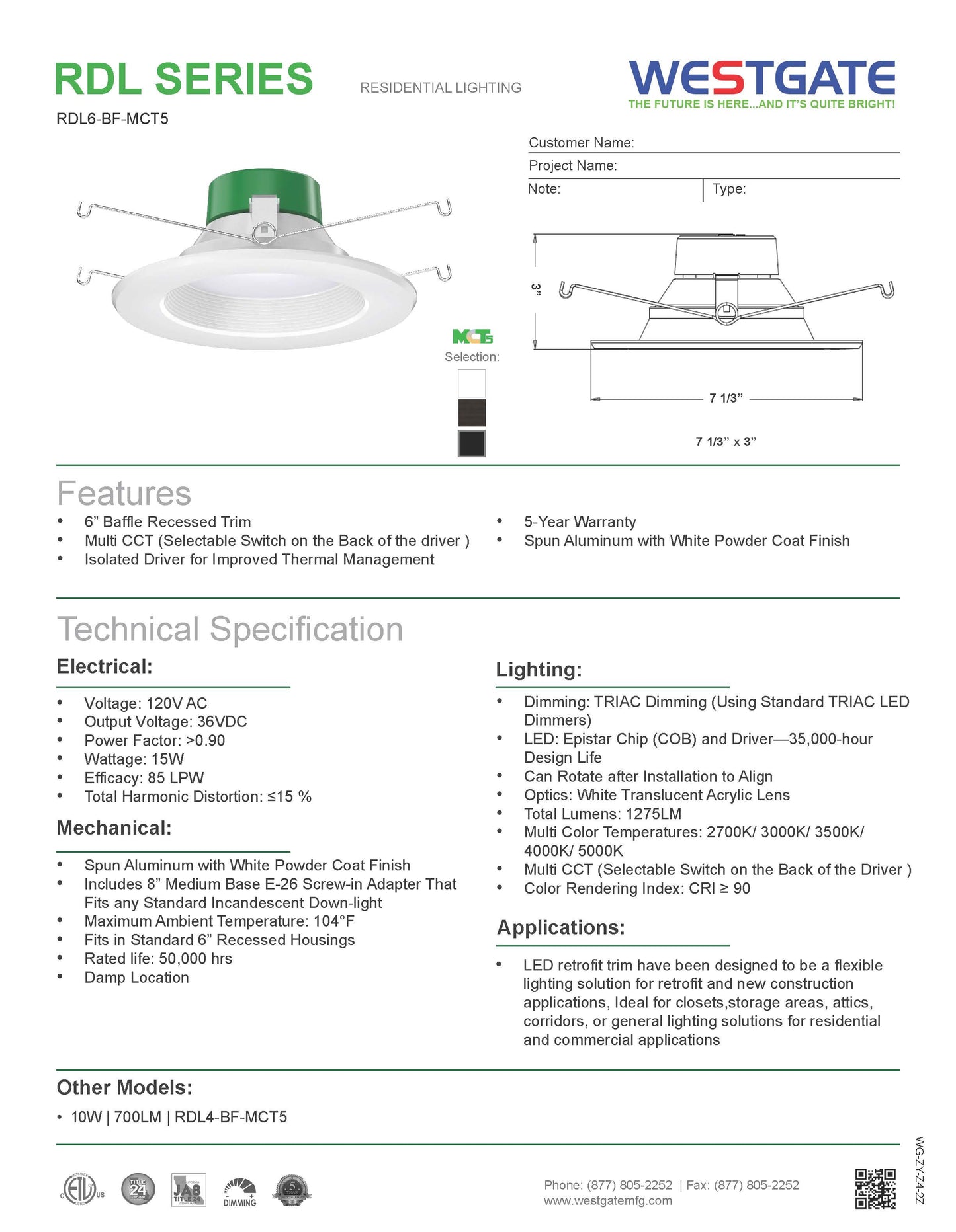 LED 6 inch Downlight Baffle - RDL6-BF-MCT5 – Eagle Rock LED