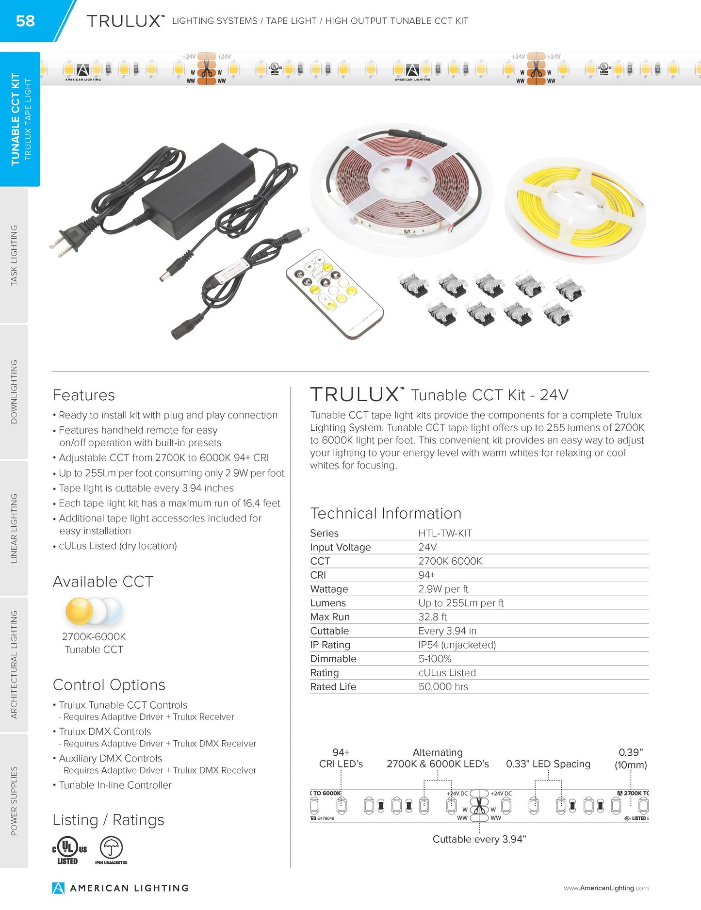 Tunable CCT 5M KIT TUNABLE CCT 5M Tape Light Kit