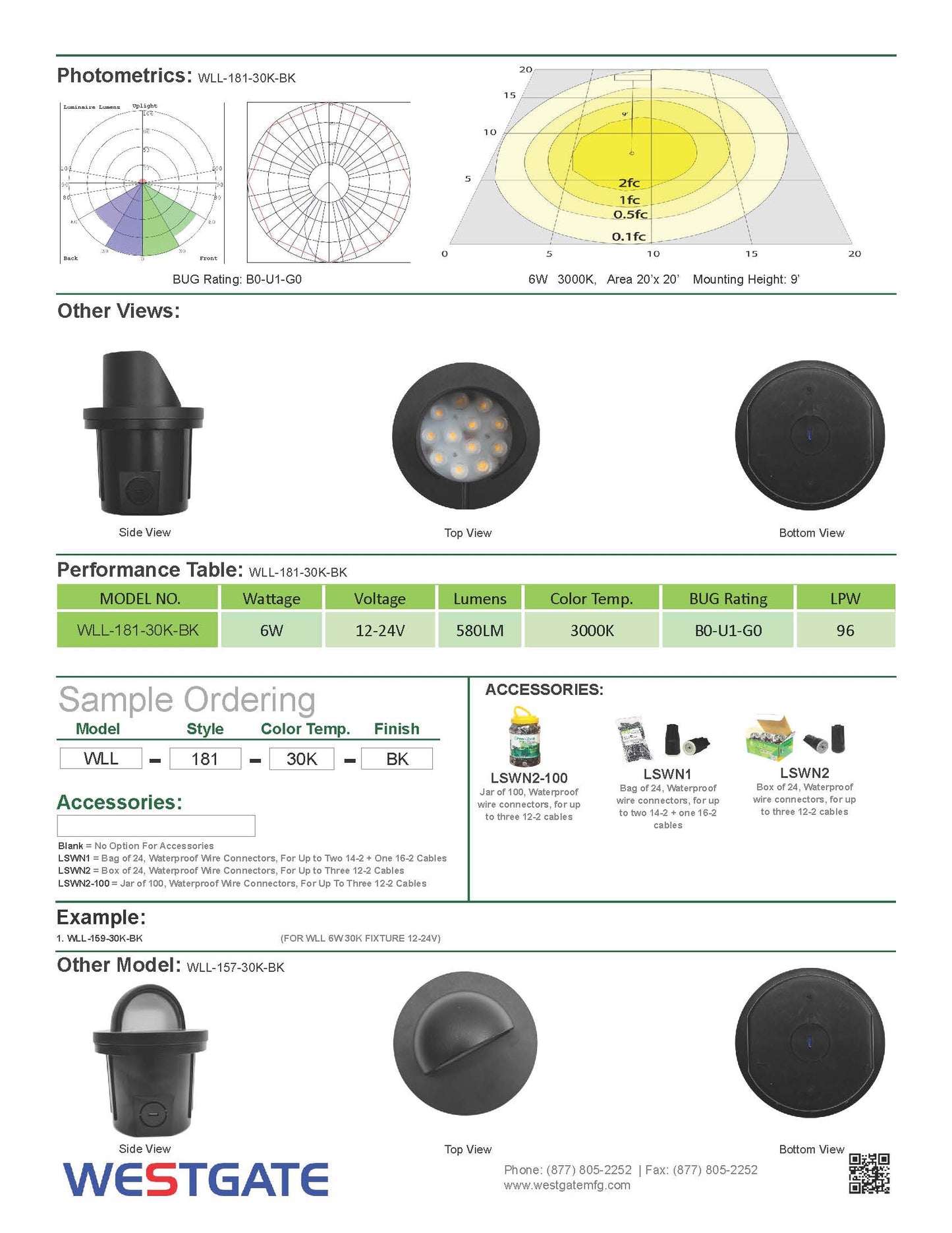 Integrated LED Well Lights, 6W, 3000K