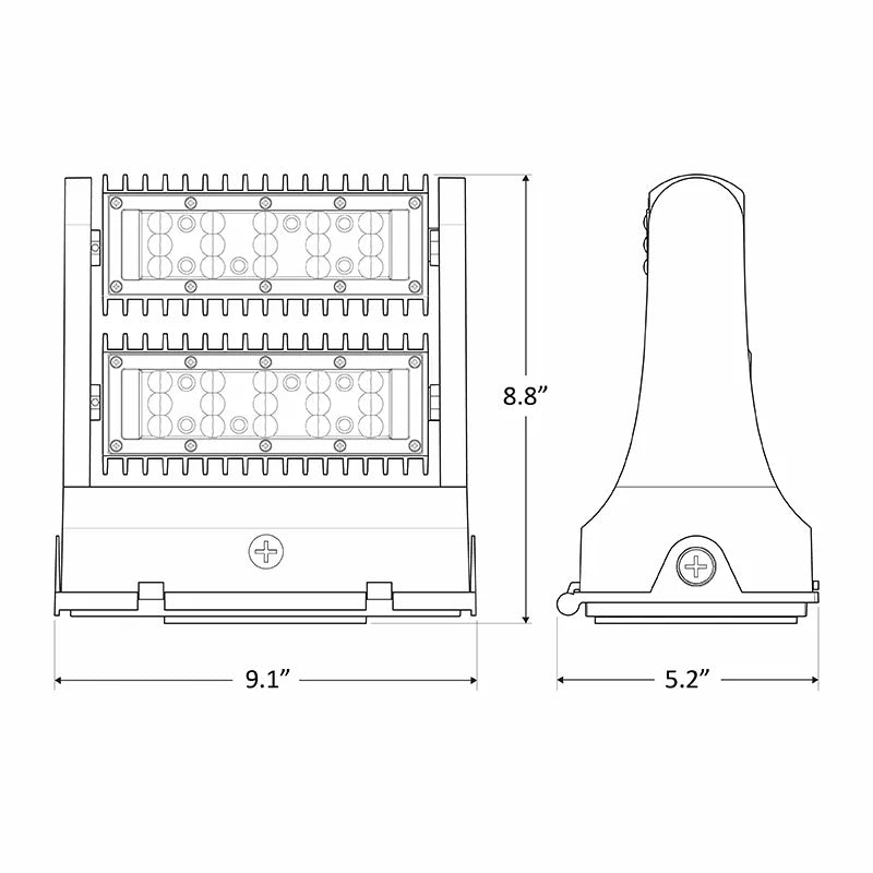 LED Rotatable Wall Pack, 60W, 3000K/4000K/5000K - LW360-60W-MCT-G2