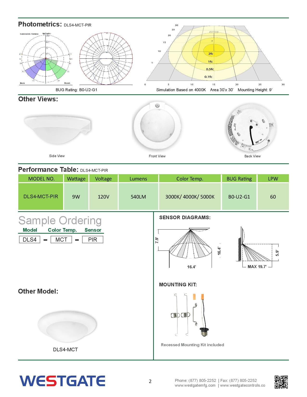 WESTGATE LED Round Disk Light with Occupancy Sensor