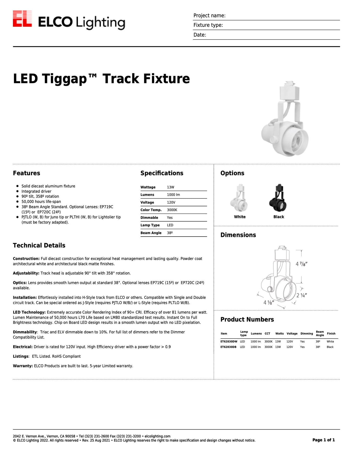 LED Tiggap Track Fixture