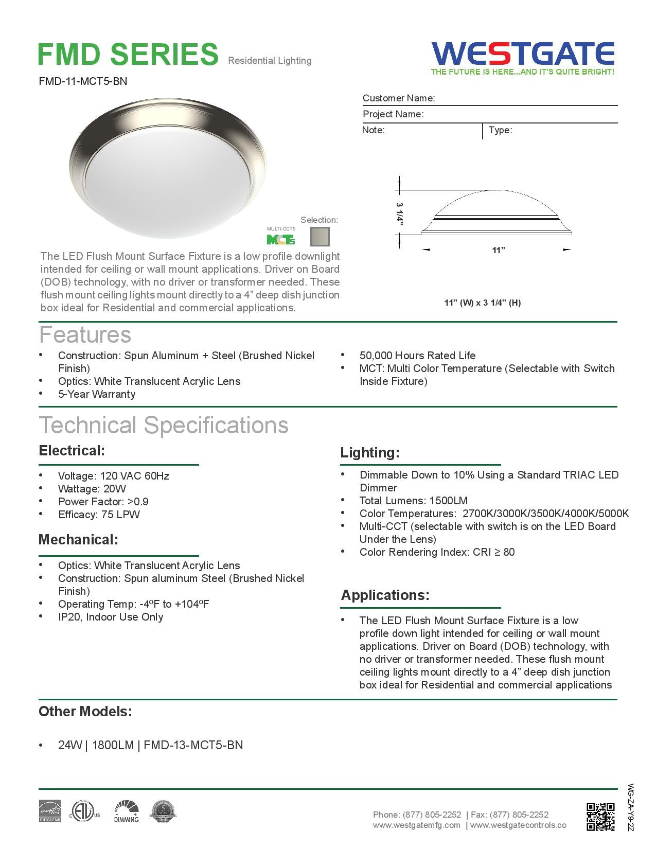 FMD LED Multi-CCT Dome Flush Mount Light - WESTGATE – Eagle Rock LED