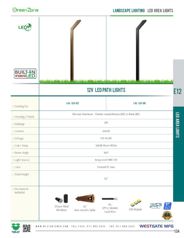 LED Path Light - LAL-126-BK