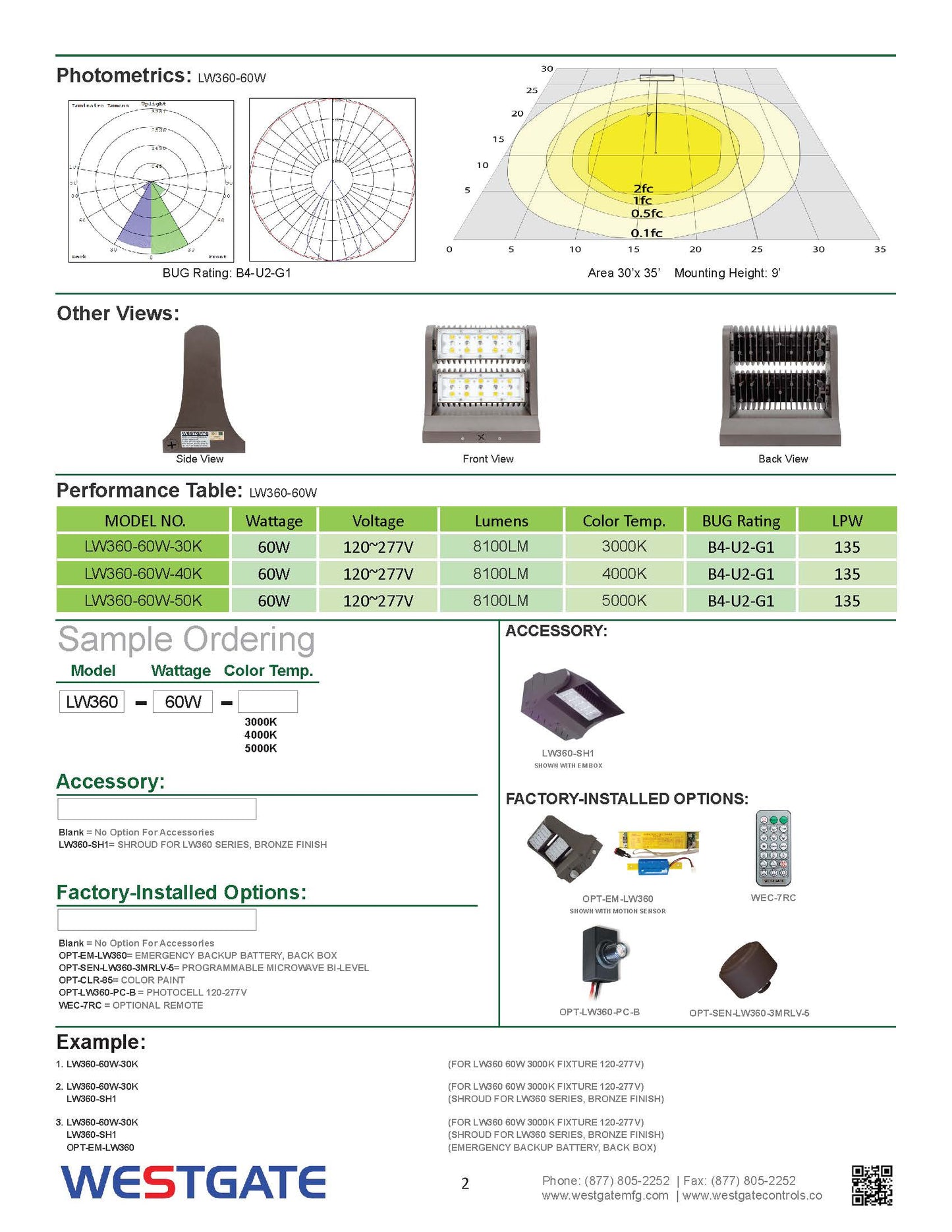 LED Rotatable Wall Pack 3000K