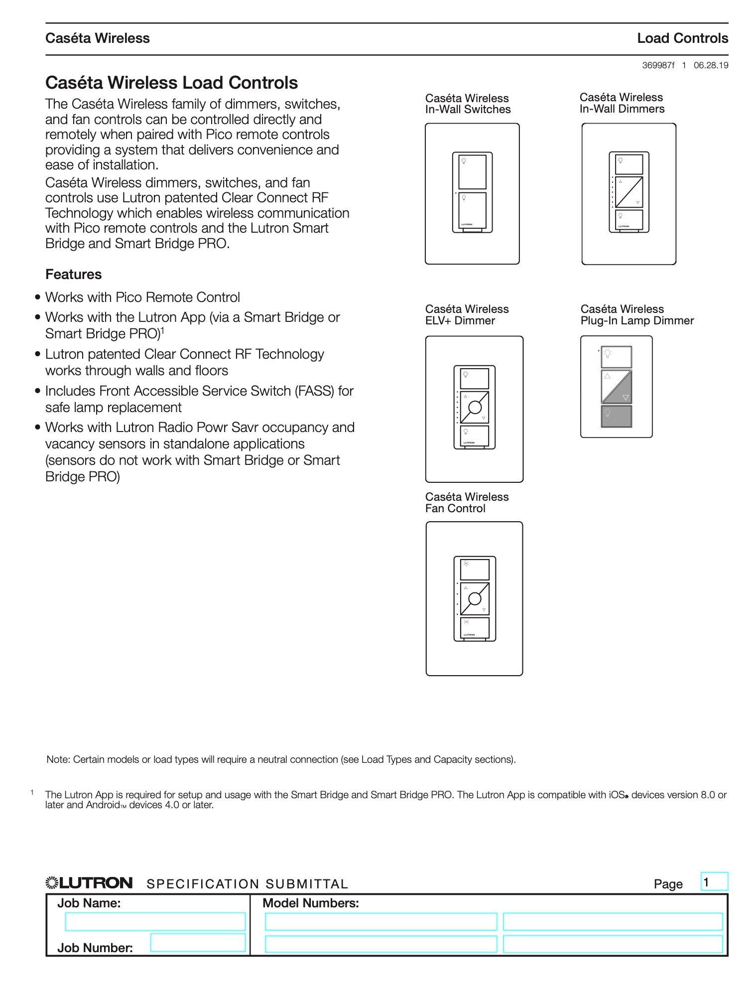 Pico Remote Control Light Switch for Caseta Wireless Dimmer, White