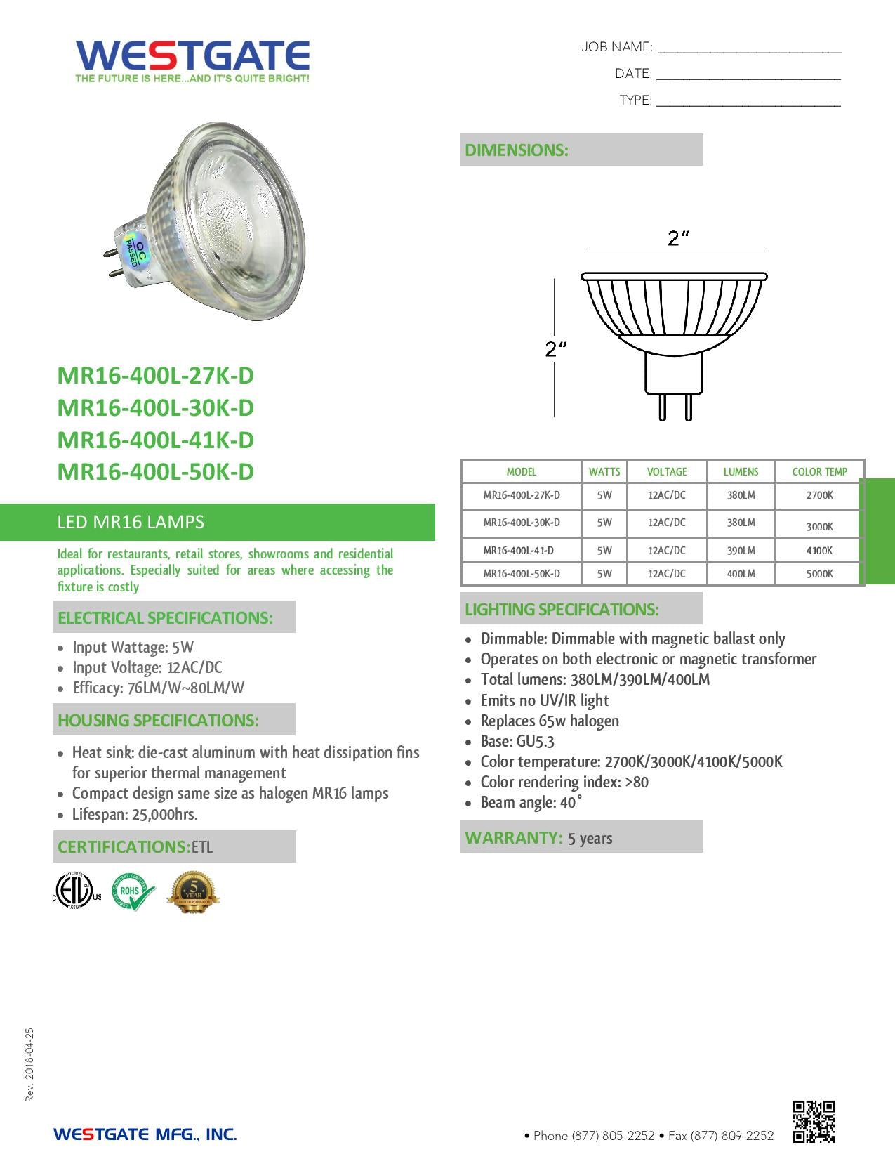 MR16 Lamps LED 12v