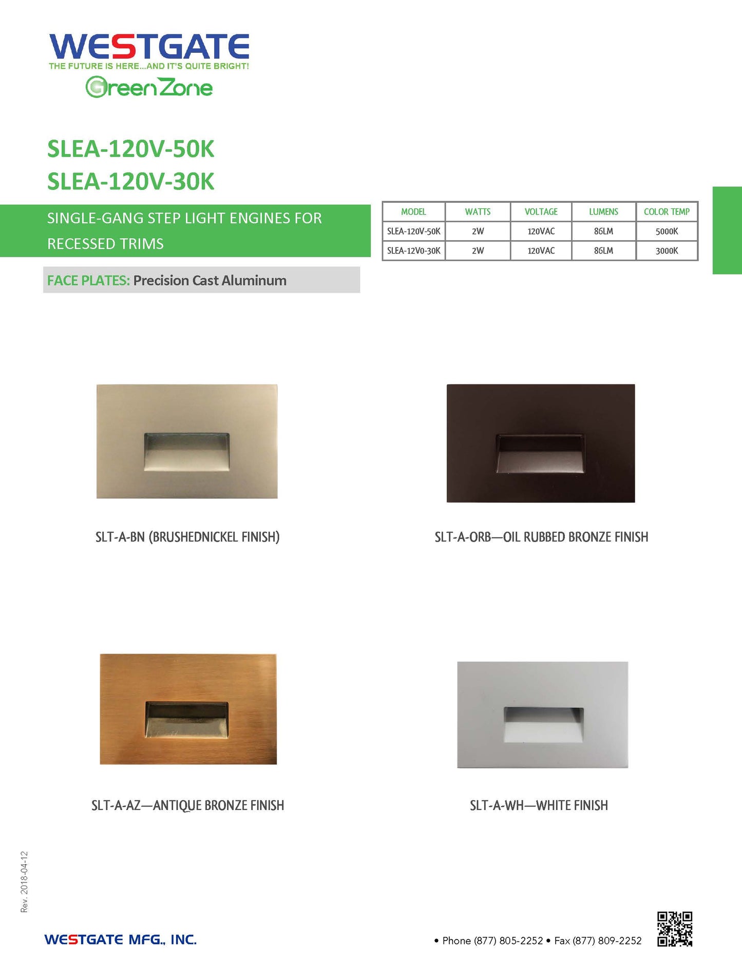 SLEA Series Step Light 120V AC for Recess Trims