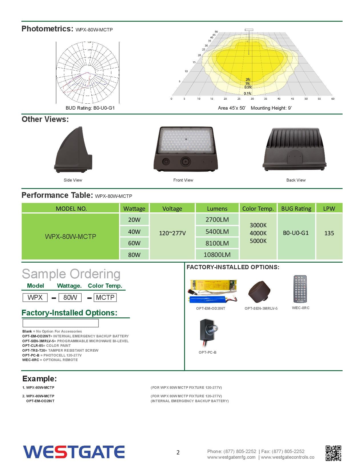 WPX LED Power & CCT Adjustable Full Cutoff Wall Packs